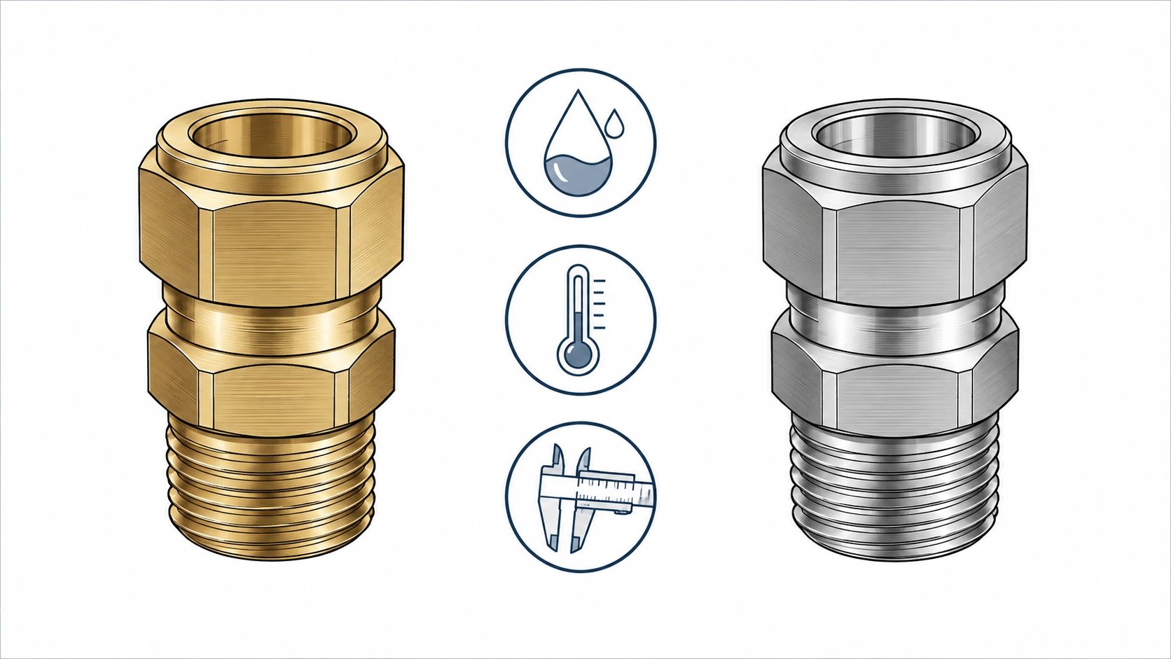 Illustrative brass and stainless fittings