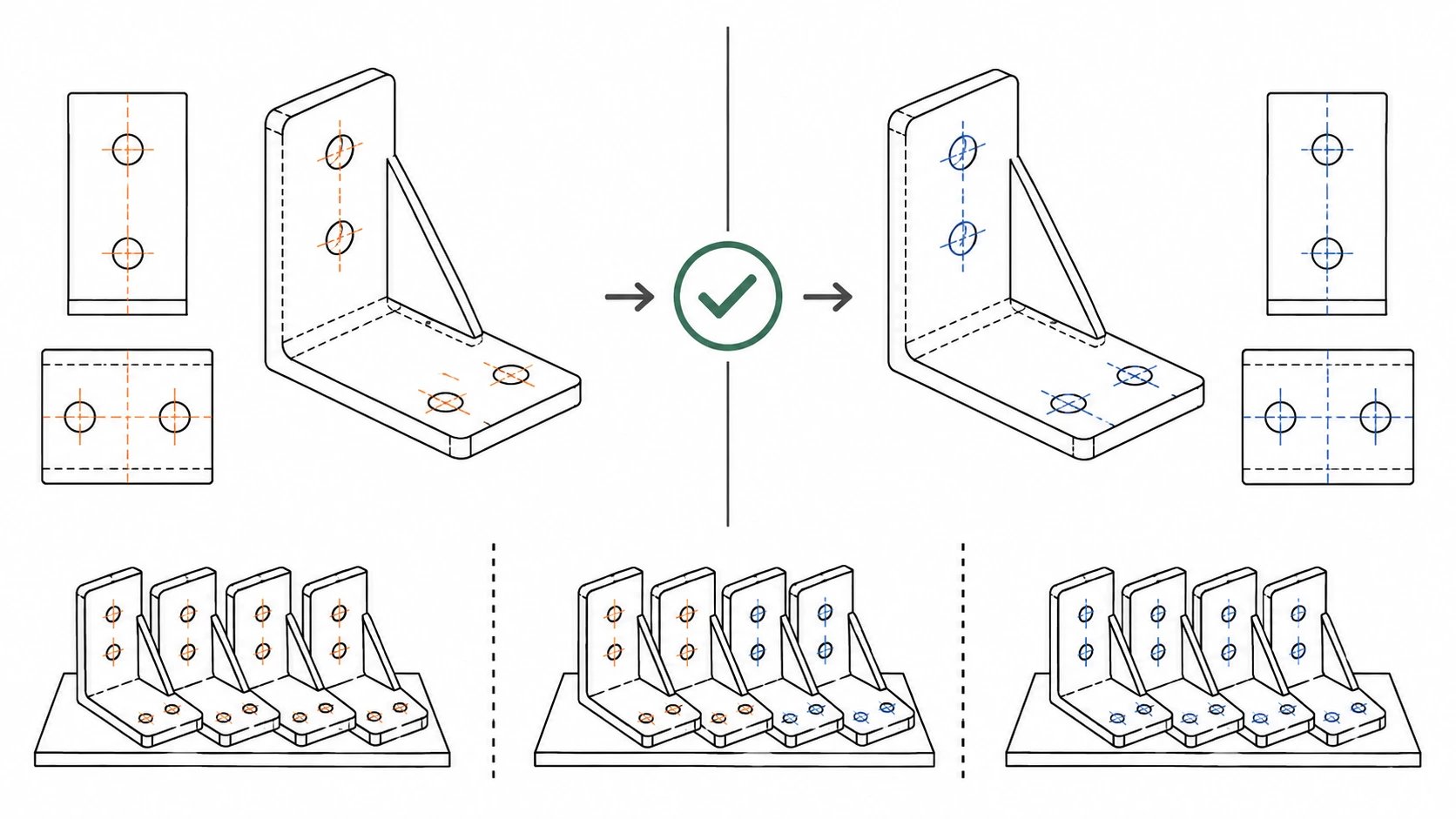 Conceptual revision cutover with changed hole locations and different inventory groups