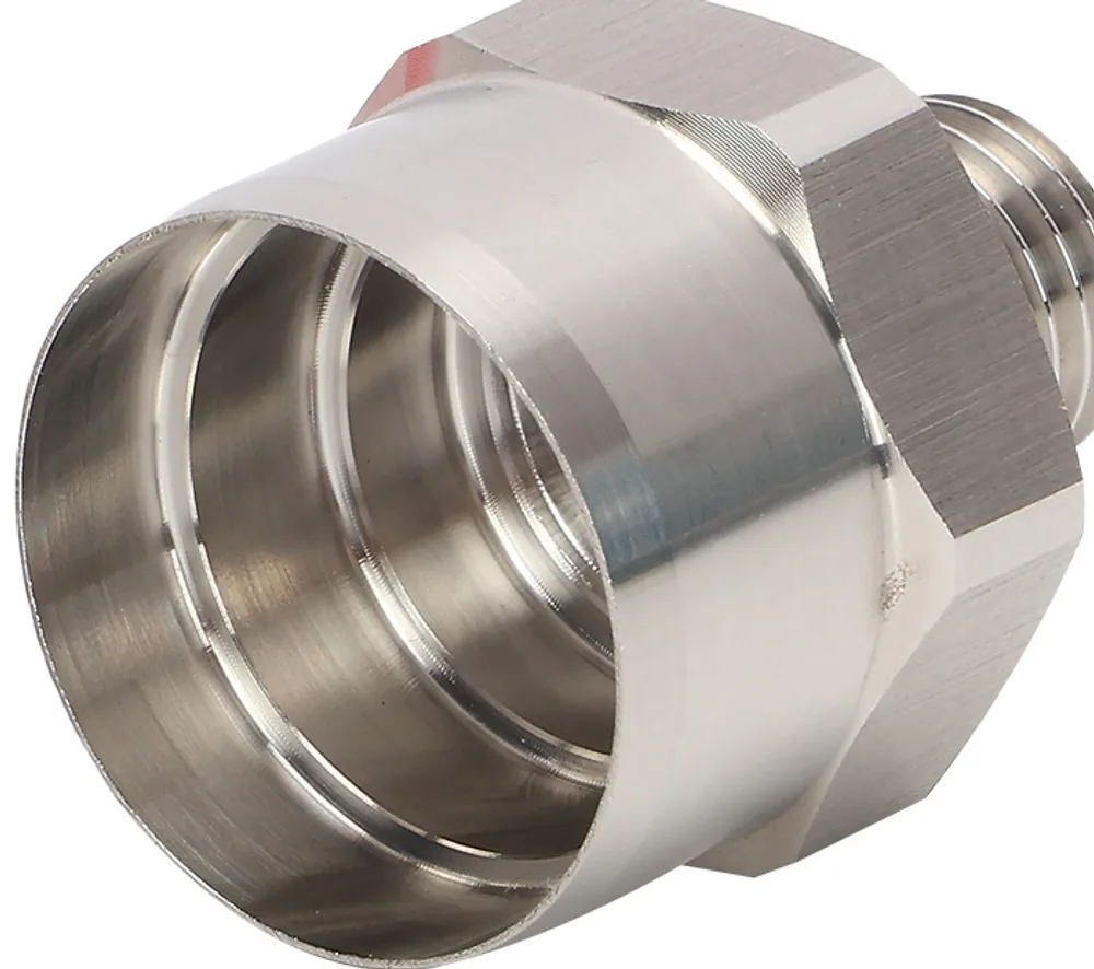 Detailed view of custom threaded metal hardware