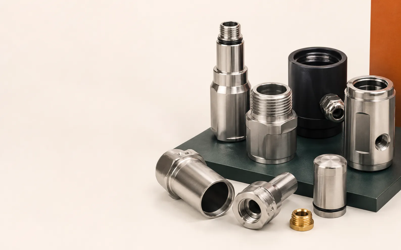 Custom CNC machined stainless steel, anodized aluminum and brass sensor housings